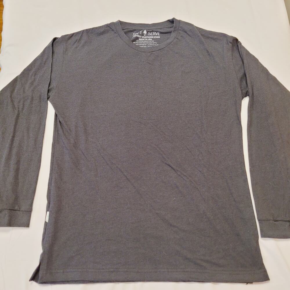 Soft Serve Top Woman Large Gray Organic Supima Cotton Crewneck Long Sleeve Tee